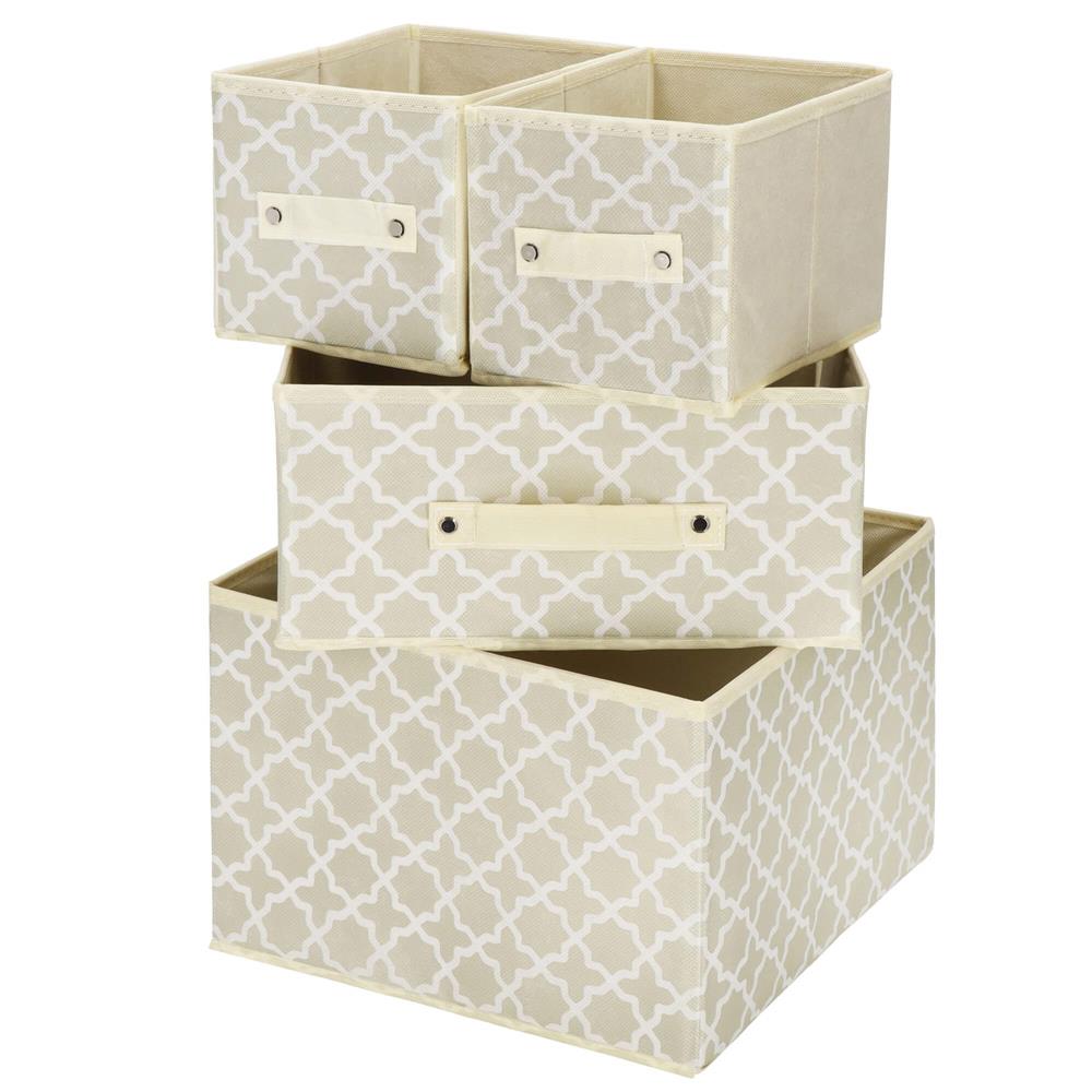 Organizator dulap tip lada cu 3 sertare, 31x31x22cm, cu model, bej