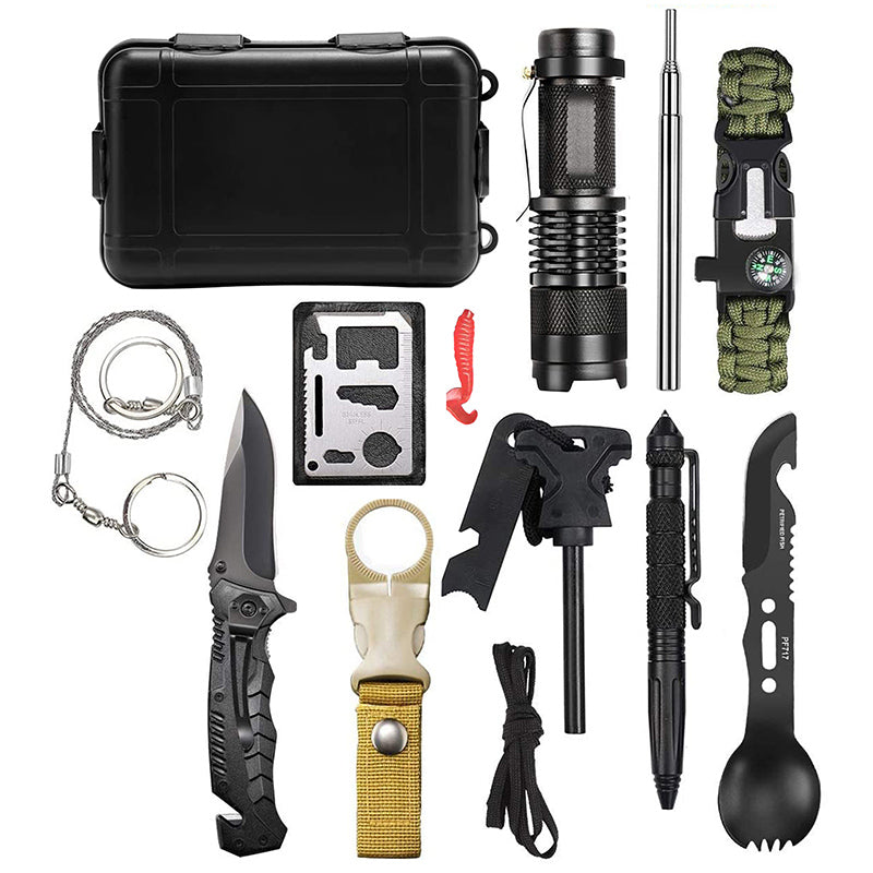 Kit de supravietuire turistic multifunctional camping, vanatoare, pescuit, 12 piese