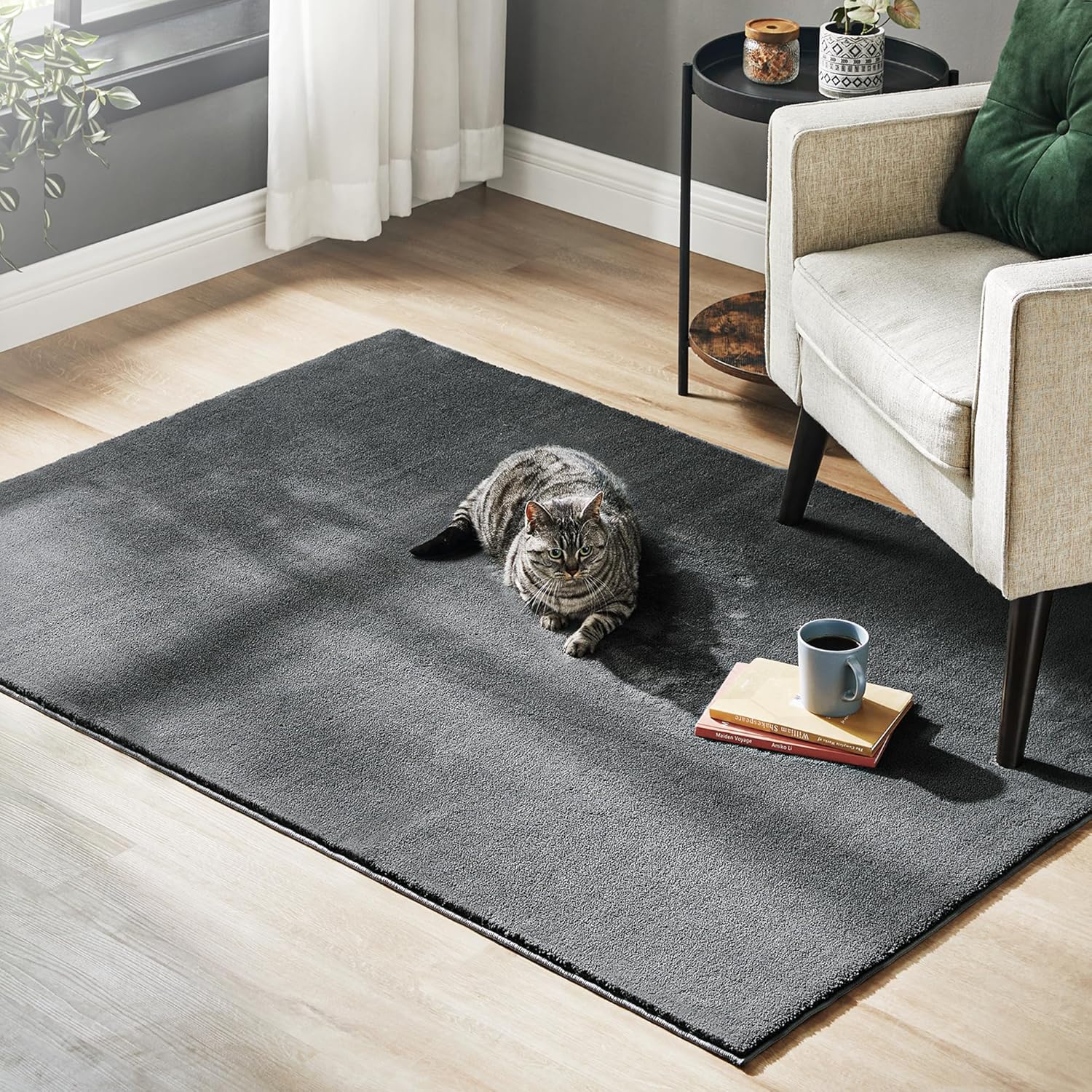 SONGMICS Covor decorativ antiderapant, lavabil la masina, 120x170 cm, gri carbune