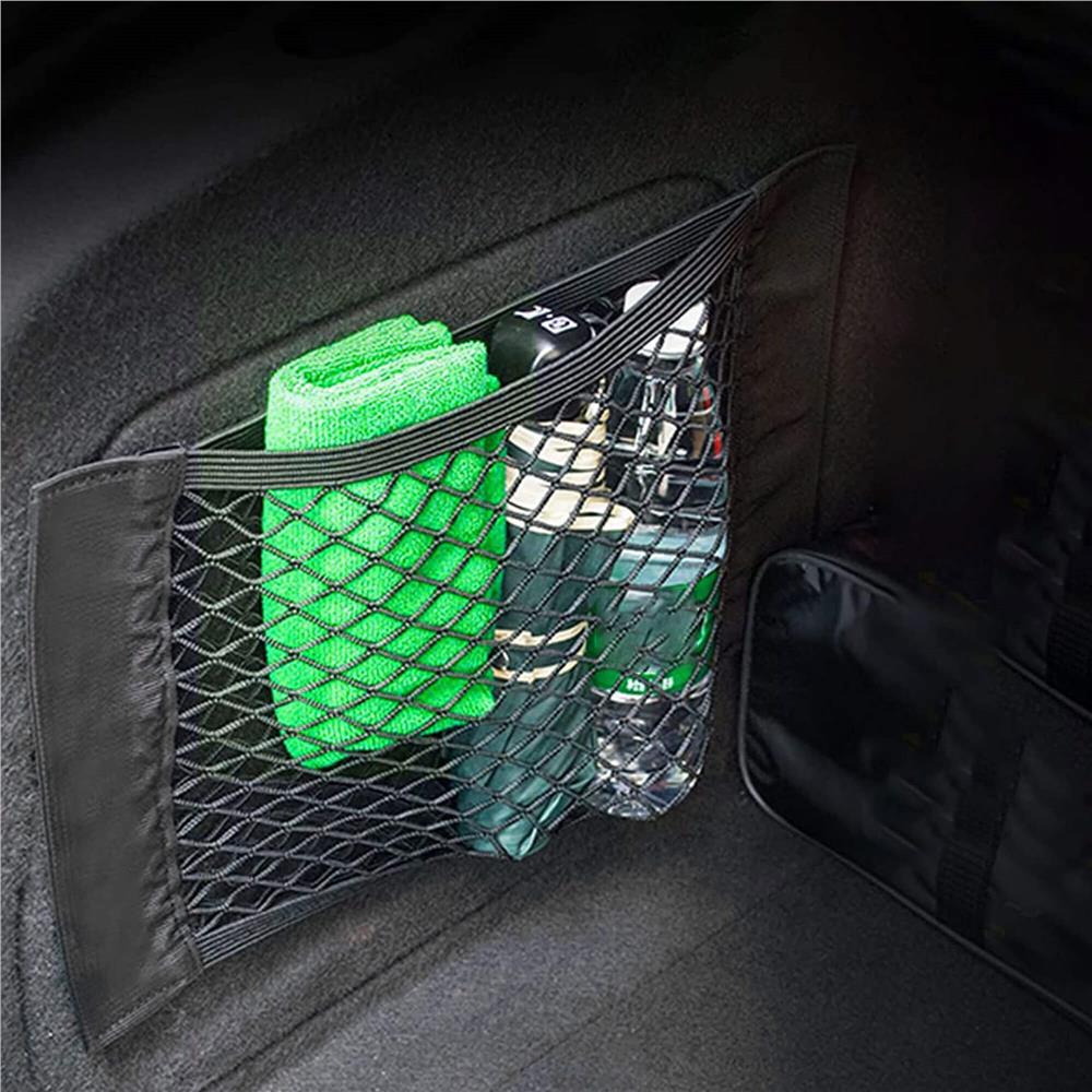 Organizator pentru portbagaj cu plasa, instalare cu arici, 24x50-70cm, negru