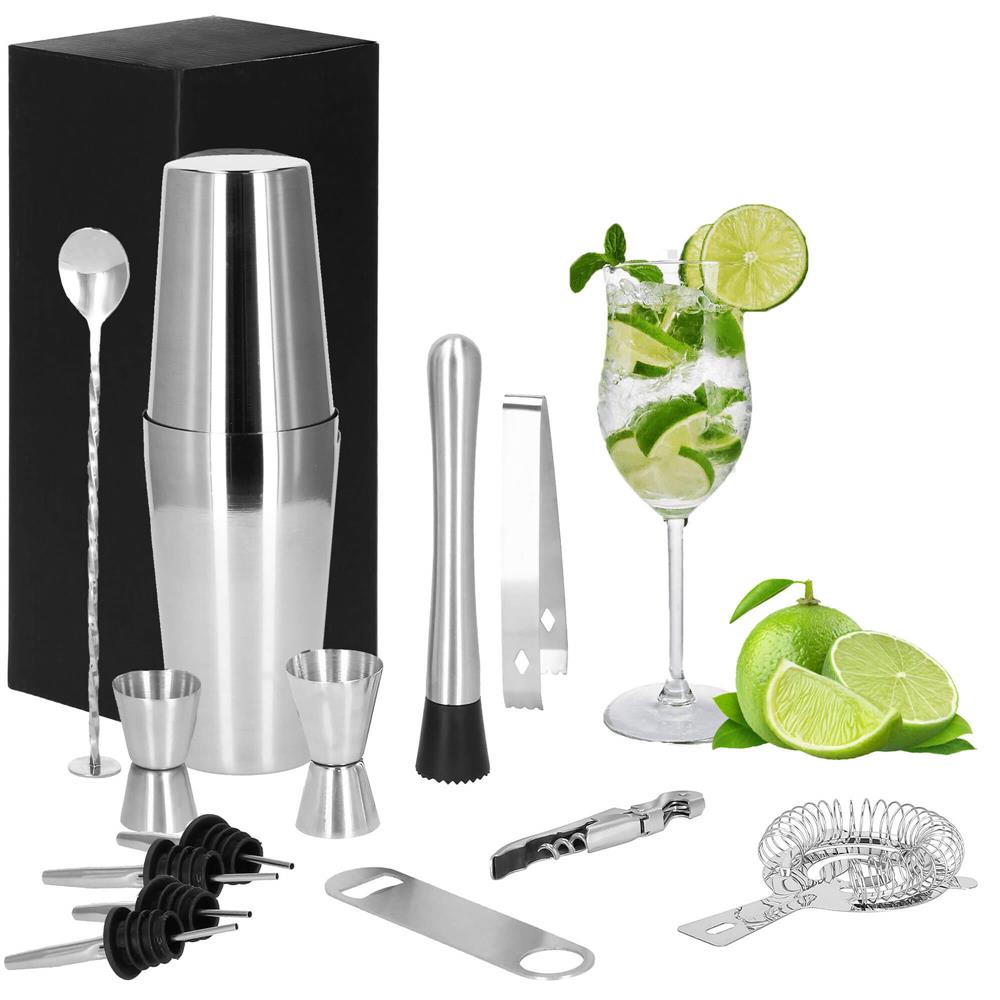 Set Cocktail Shaker Kit pentru barmani 750ml, KI16, 14 piese