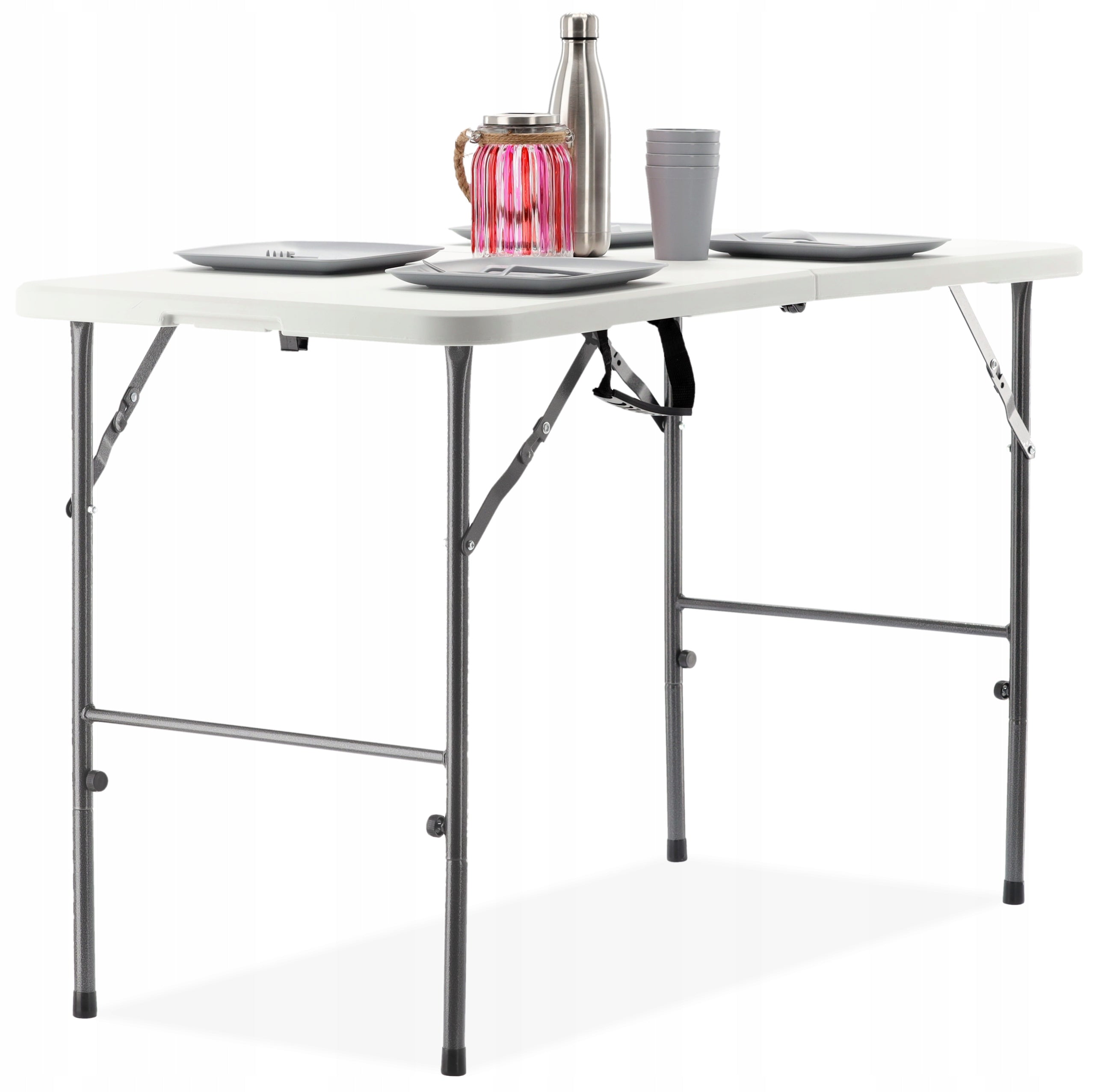 Masa dreptunghiulara pliabila multifunctionala, reglabila pe inaltime, 120x75x60cm, alba