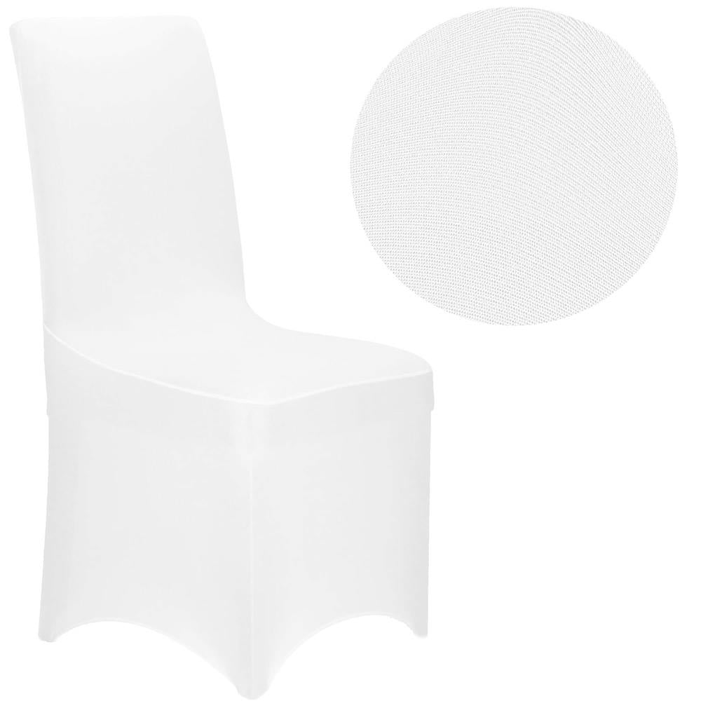Set 4 huse pentru scaune de evenimente, marime universala, poliester si spandex, alb - 2