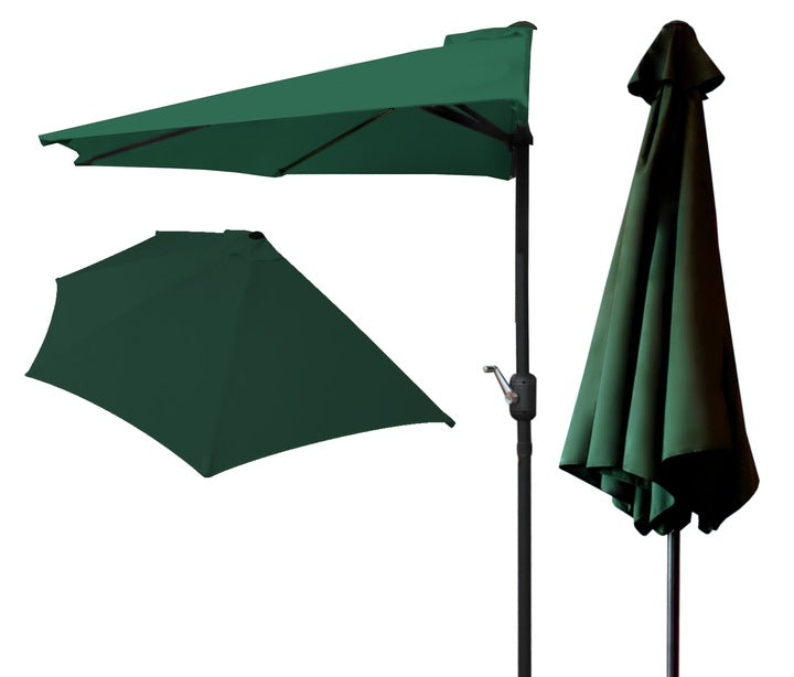 Umbrela de balcon pentru perete, jumatate, cu manivela, 270cm, verde