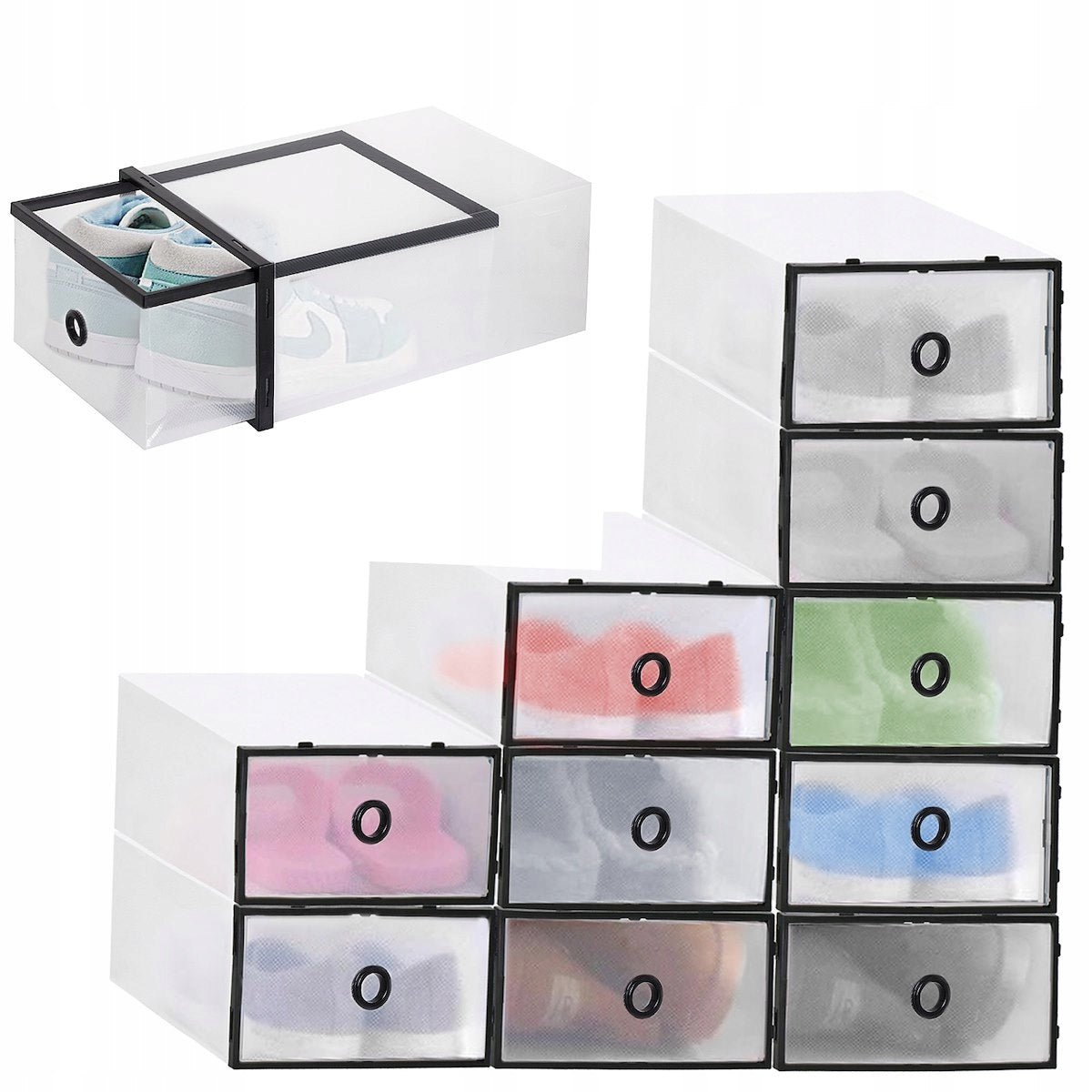 Set 10 cutii organizare pentru pantofi, 33x23x13, transparent