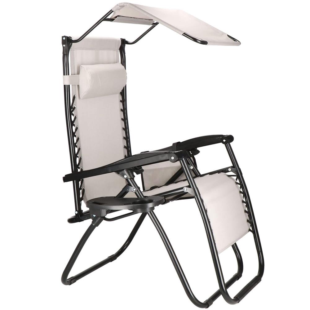 Sezlong pliabil SERSIMO GC11, Relax Zero Gravity cu parasolar, 175cm, gri