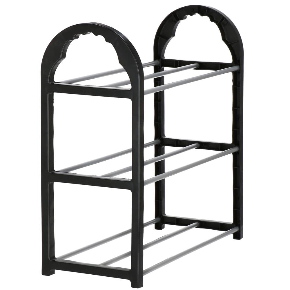 Pantofar PVC si metal, Sersimo cu 3 rafturi, 48x49cm, negru argintiu
