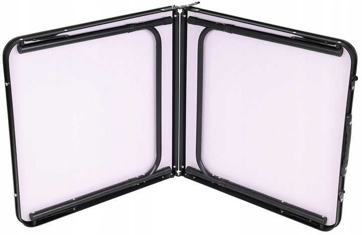Masa camping pliabila cu cadru din aluminiu, blat MDF, 120x60cm, inaltime reglabila, maro