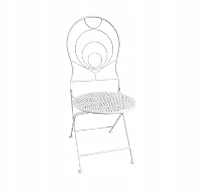 Set mobilier gradina metalic Linda, masa 60x60x70 cm si 2 scaune 39x39x94 cm, stil vintage, alb mat