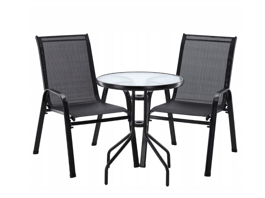Set mobilier gradina Torino, 2 scaune, 1 masa, gri antracit
