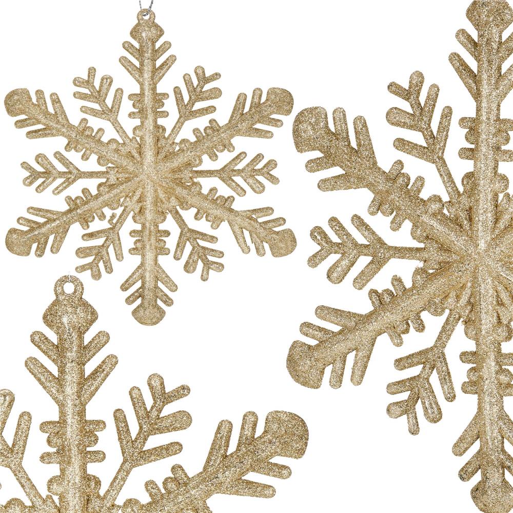 Decoratiune brad fulg de zapada, 30cm, auriu cu sclipici