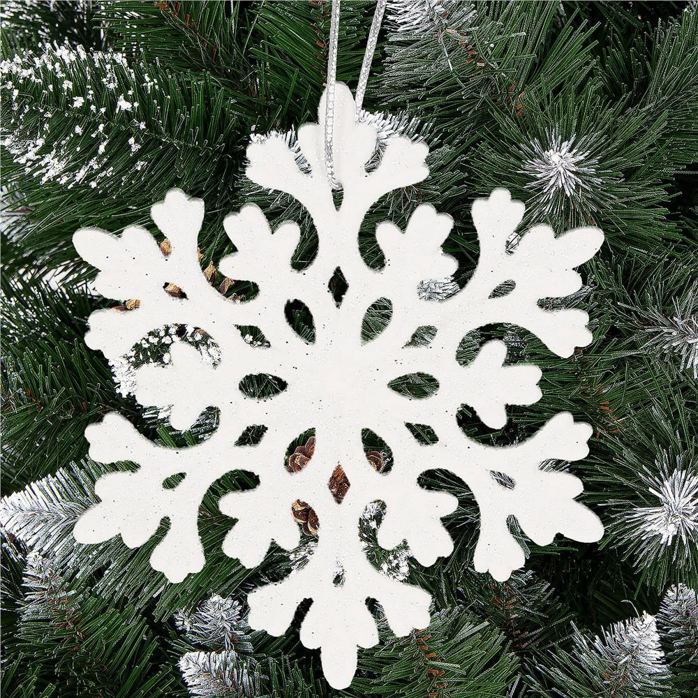 Decoratiune brad fulg de zapada, set 8 bucati, 8cm, alb