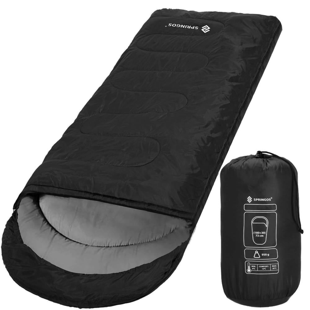 Sac de dormit tip mumie, cu geanta de transport, 210x73cm, 8-20grade, culoare negru