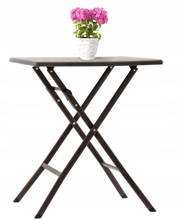 Masa de plastic pliabila, pentru gradina sau balcon, 62x62x73cm, maro imitatie lemn - 3