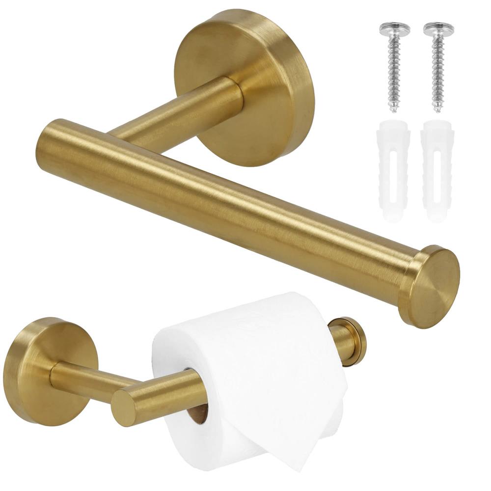 Suport hartie igienica din otel, sistem montare inclus, 16cm, auriu perlat