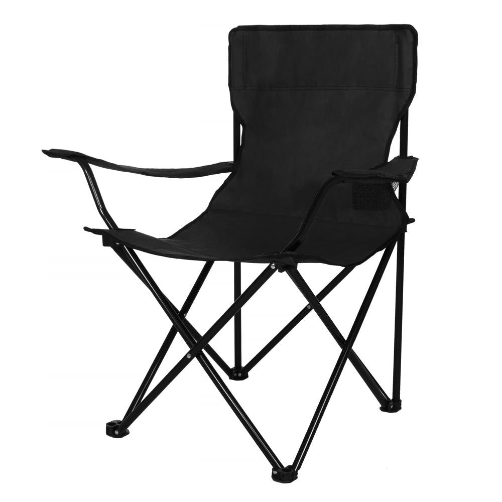 Scaun pliabil camping sau pescuit, cu suport pahar, negru