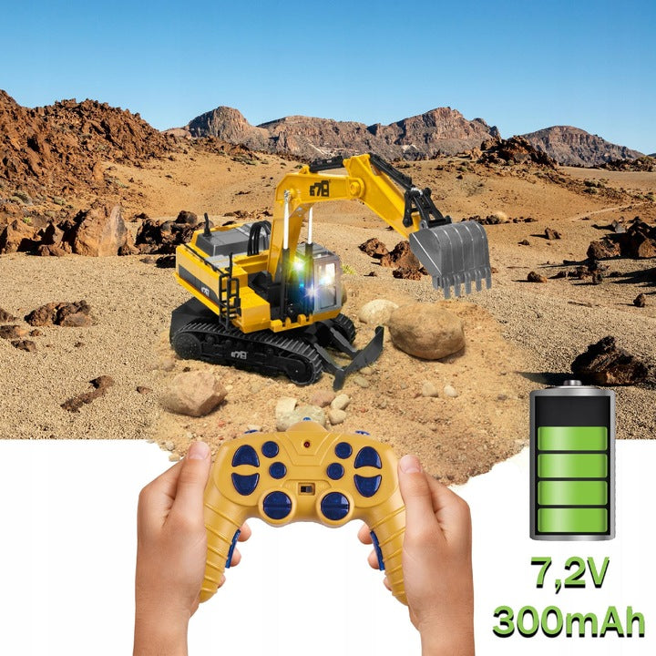 Excavator cu telecomanda, scara 1/14, cu telecomanda, incarcare USB, 14 canale