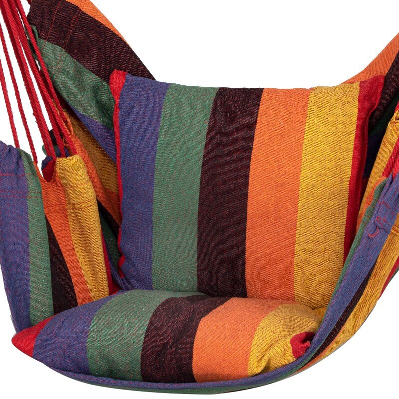 Hamac tip leagan suspendat pentru casa sau gradina HM47, multicolor cu perne, 130x100cm, 150kg