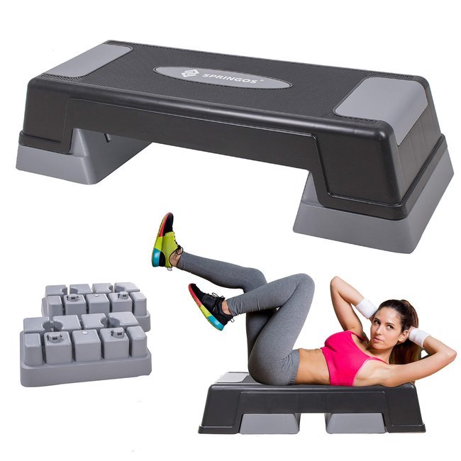 Stepper aerobic fitness ajustabil 3 niveluri de inaltime, suporta pana la 350 kg