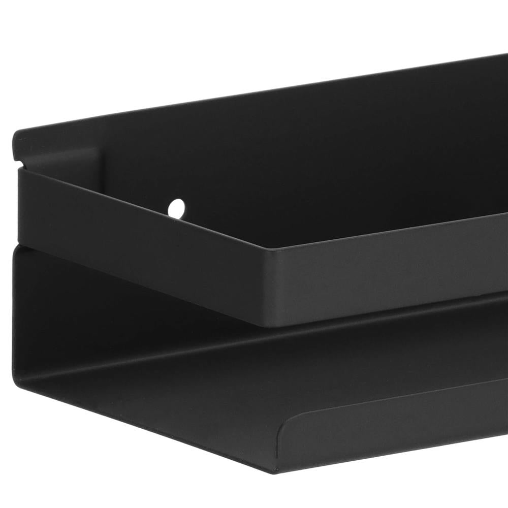Raft de baie cu 2 sisteme instalare pe perete, aluminiu, 50x10x6cm, negru