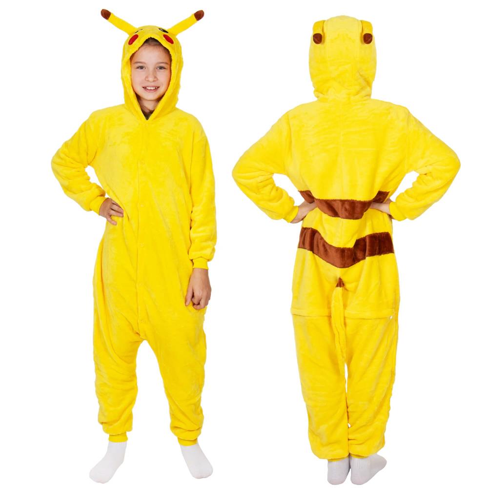 Pijama tip salopeta pentru copii, model Pikachu, marime 120-130 cm