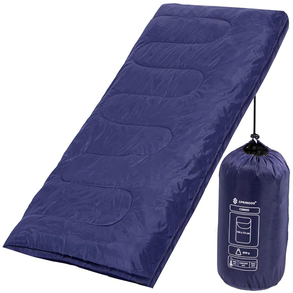 Sac de dormit, cu geanta de transport, 190x73cm, 10-25grade, culoare albastru inchis