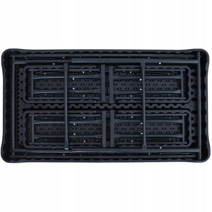 Set mobilier de camping pliabil, masa cu 2 banci, structura otel cu HDPE, 108x60cm, negru
