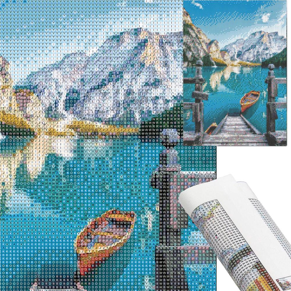 Set de broderie cu diamante 5D, 30x40cm, model Lac glaciar