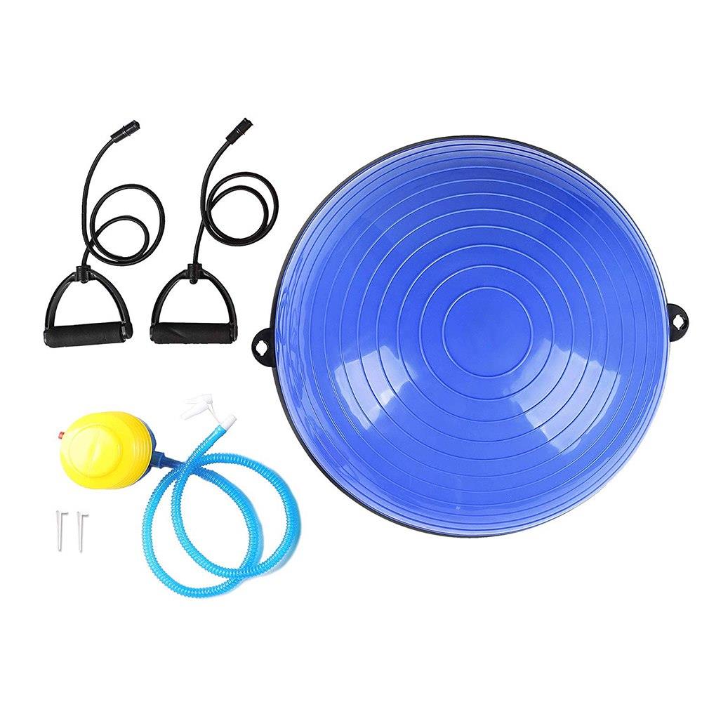 Minge fitness pentru echilibru, cu extensoare si pompa inclusa, 200kg, 57x25cm, albastru