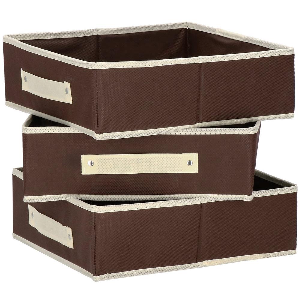 Organizator dulap tip lada cu 3 sertare, Sersimo, textil, maro
