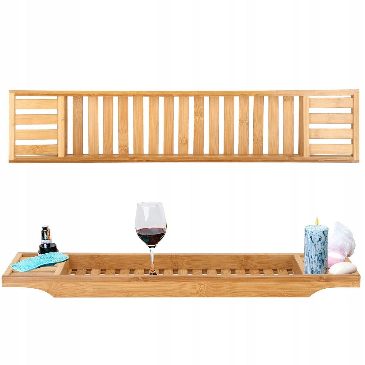 Raft cu tava pentru cada din bambus natural Sersimo 1022, fixa, 70x15cm