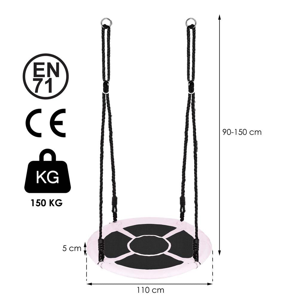 Leagan tip cuib Sersimo NS25, diametru 110cm, inaltime reglabila, pentru exterior, sarcina 150 kg, Roz pal