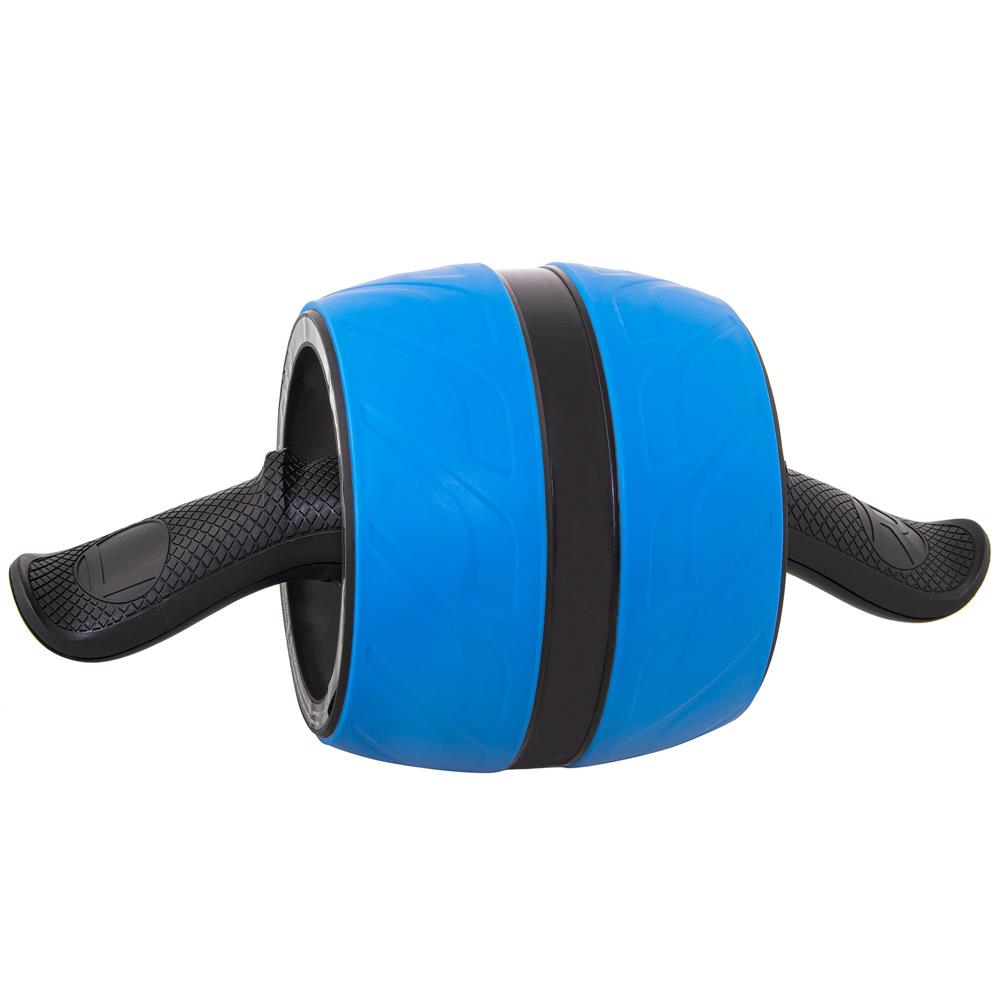 Aparat fitness tip roata pentru abdomene cu covor din spuma, albastru negru