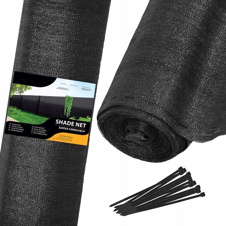 Plasa umbrire si intimitate pentru gard, 1.5m latime, 25m lungime, 140g densitate, negru
