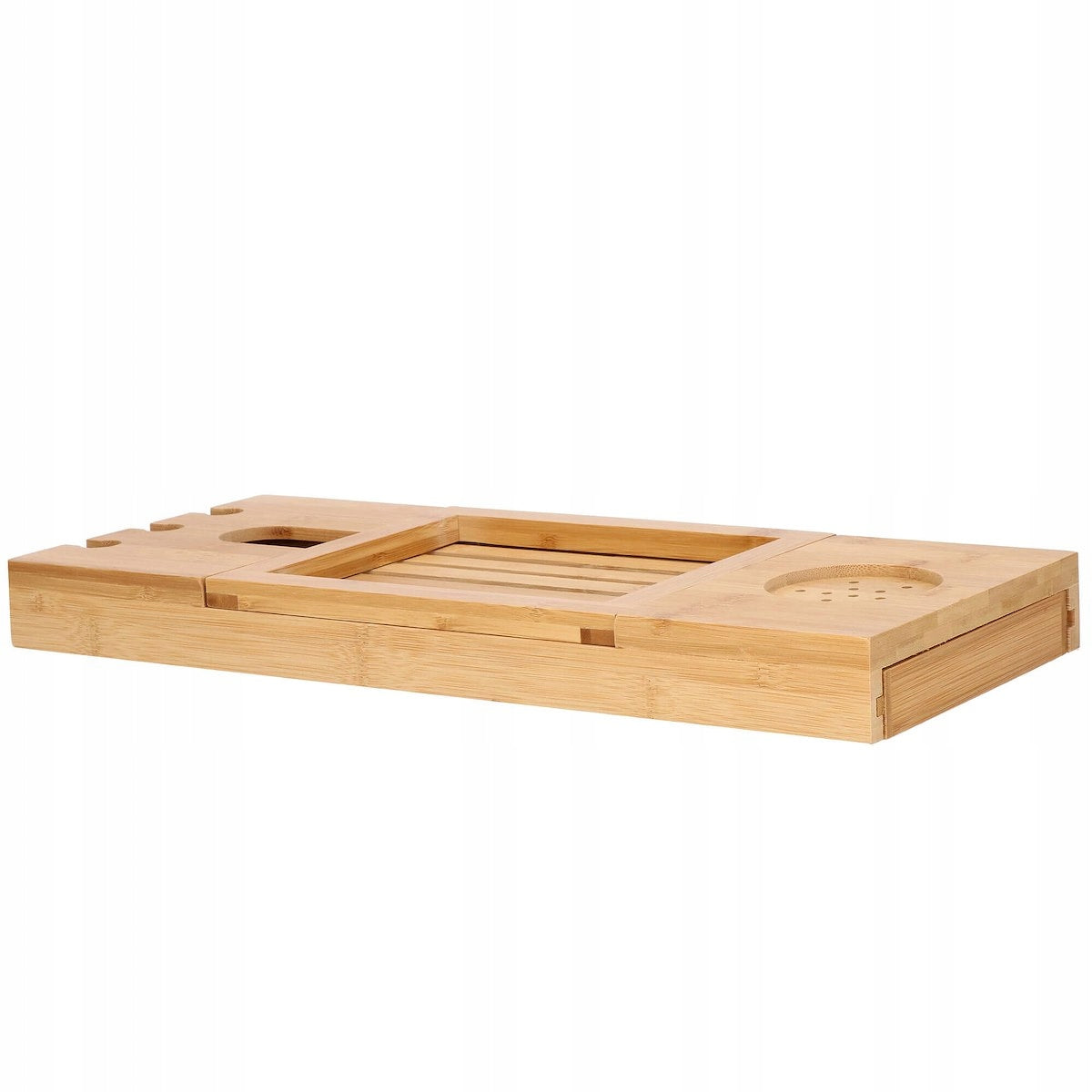 Raft cu tava pentru cada din bambus natural Sersimo 1023, extensibila, 50-93x15cm
