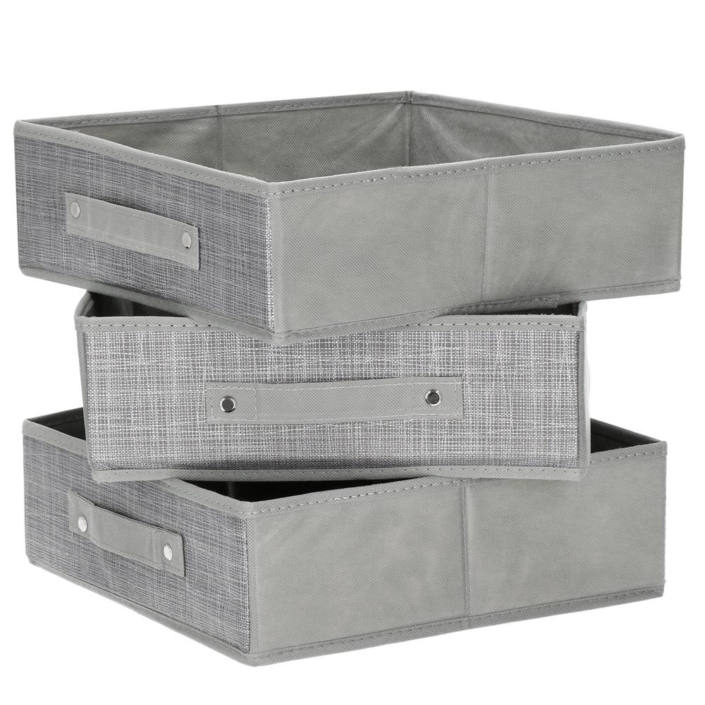 Organizator dulap tip lada cu 3 sertare, Sersimo, textil, gri