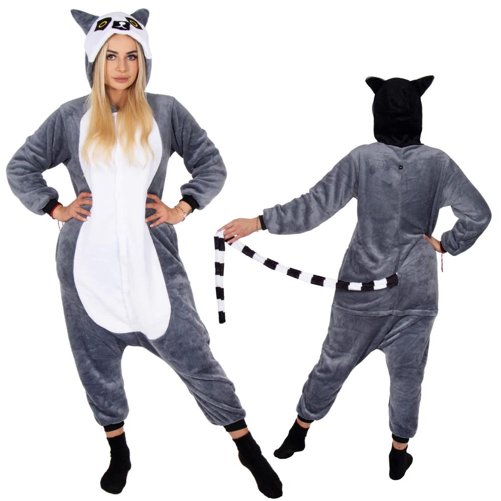 Pijama tip salopeta pentru adulti, model Lemur, marime S