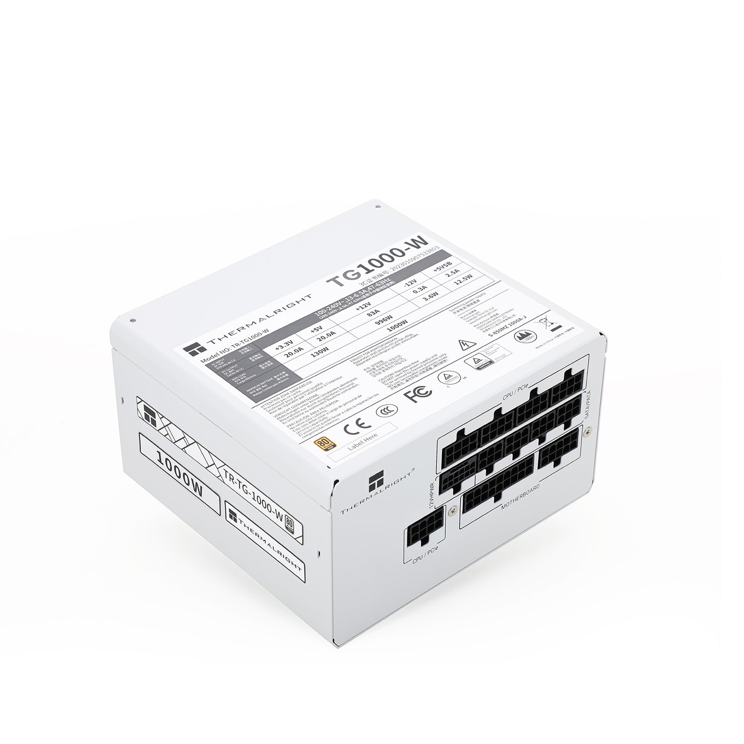 SURSA Thermalright "TR-TG 1000-W", 1000W, certificare 80 Plus Gold, modular, LLC, DC to DC, PCI-E GEN 5.0 ready, fan 120mm, alb, "TR-TG 1000-W"
