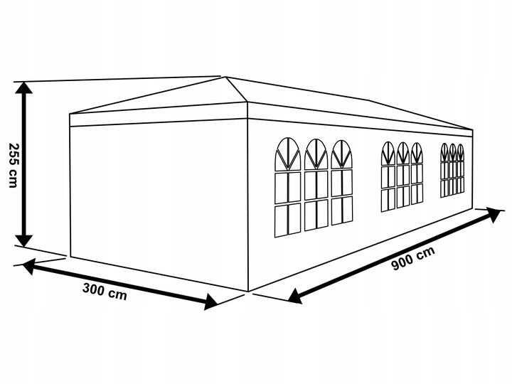 Cort pavilion 9x3m pentru gradina sau evenimente, cu 8 pereti laterali, alb - 3