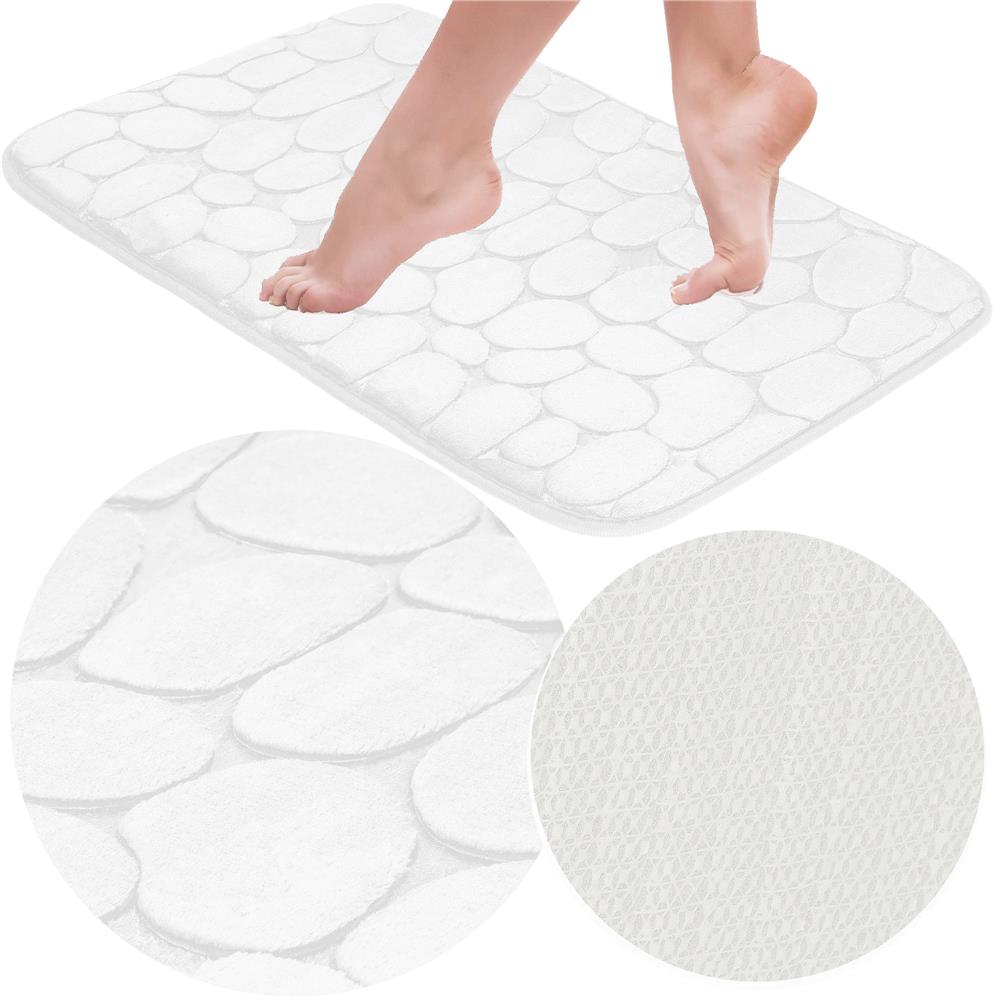 Covoras de baie antiderapant cu uscare rapida, 60x40 cm, alb