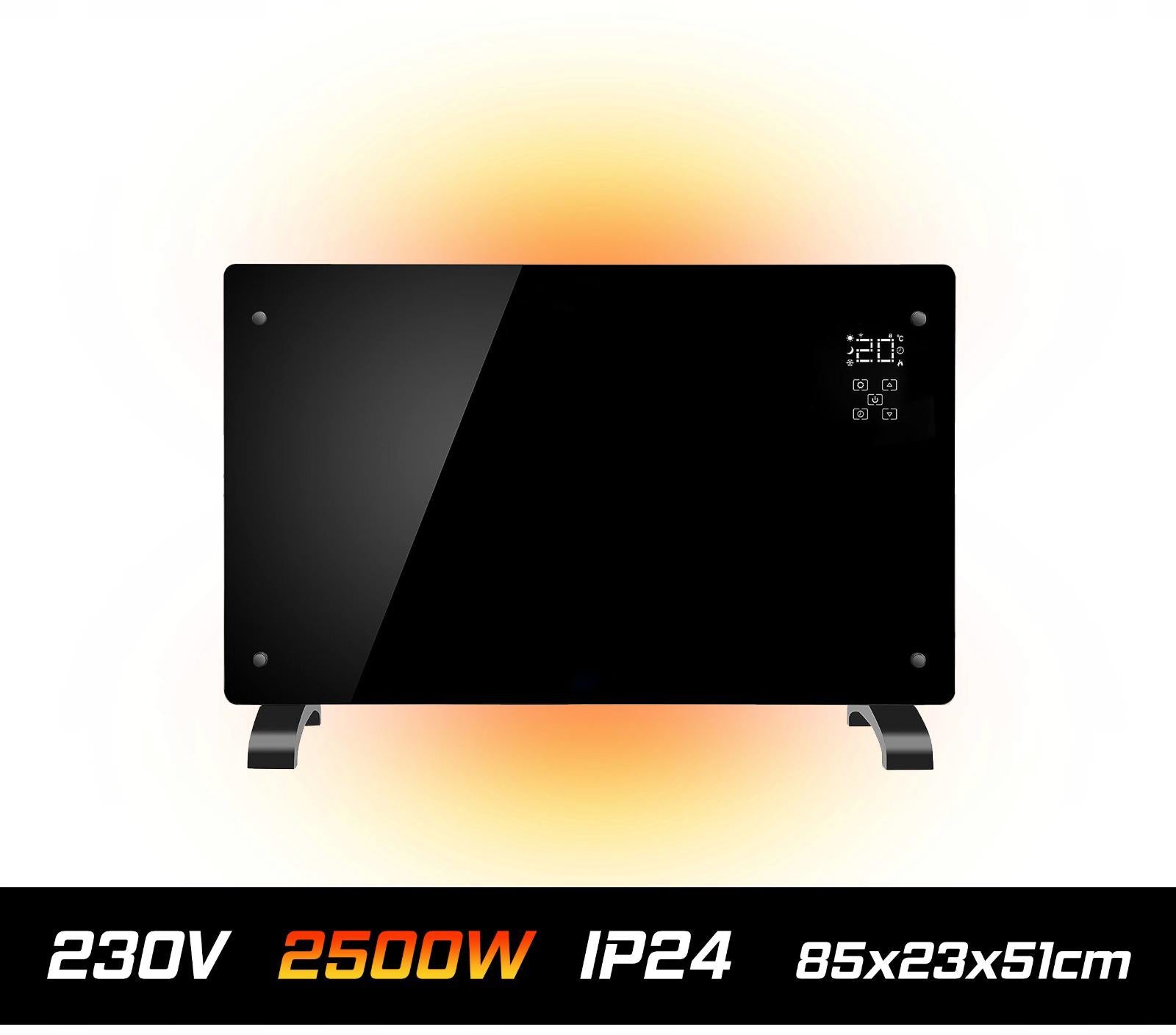 Panou de incalzire din sticla, 2500W, 3 trepte, cu termostat si telecomanda, timer, dispay LED, WiFi