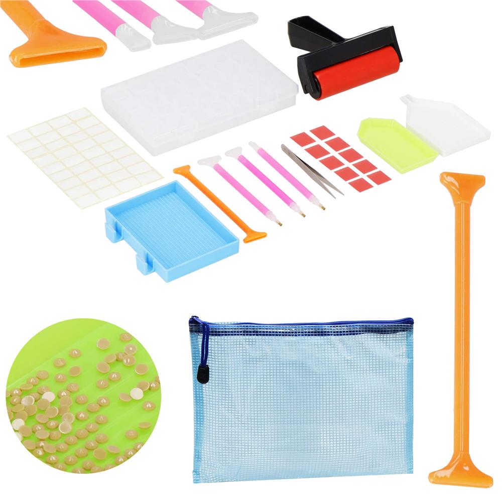 Set de accesorii pentru broderie cu diamante 5D, 22 piese, cu geanta depozitare