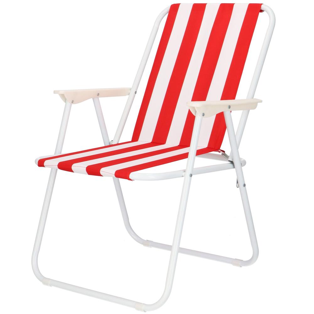 Scaun de plaja Sersimo GC052, pliabil, 100kg, 52x74cm, alb rosu