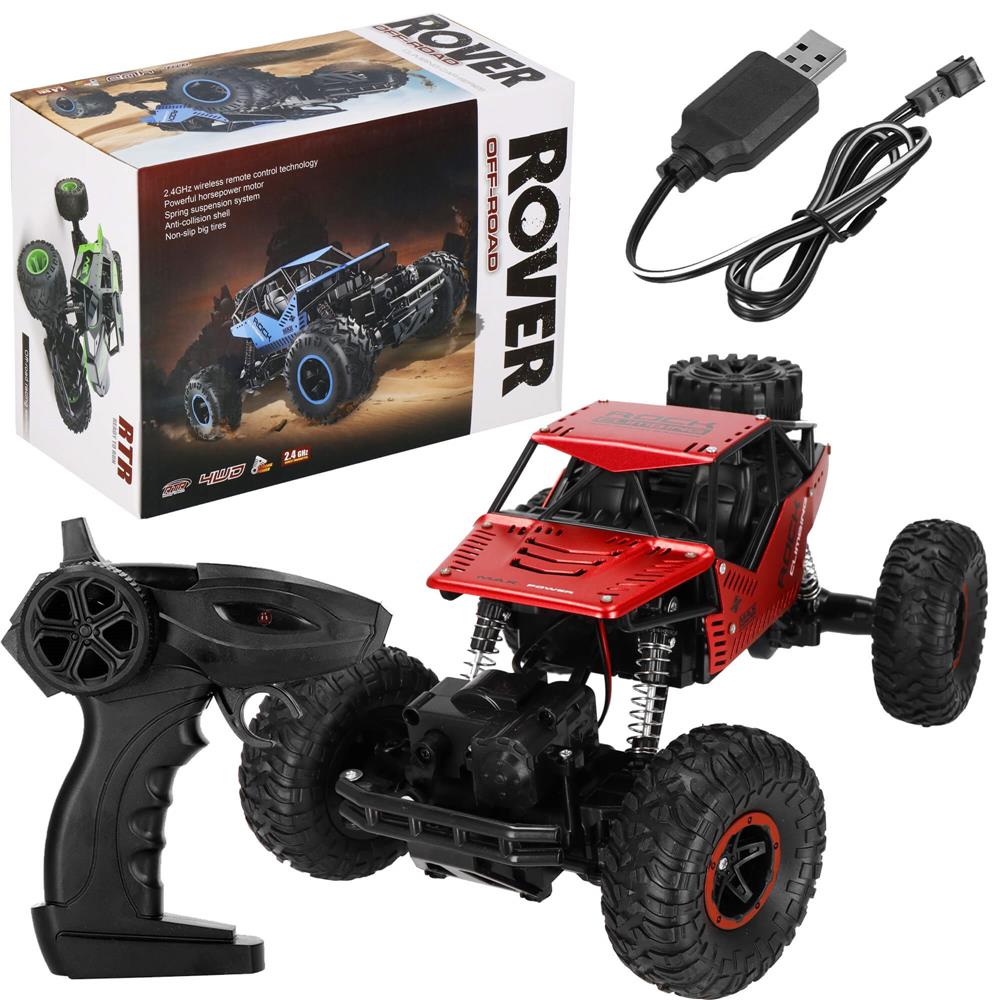 Masina Monster Truck Off-Road, 4x4, telecomanda, 26x14x17cm, rosu si negru