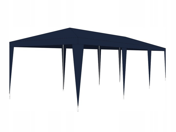 Cort pavilion 9x3m pentru gradina sau evenimente, cu 8 pereti laterali, albastru