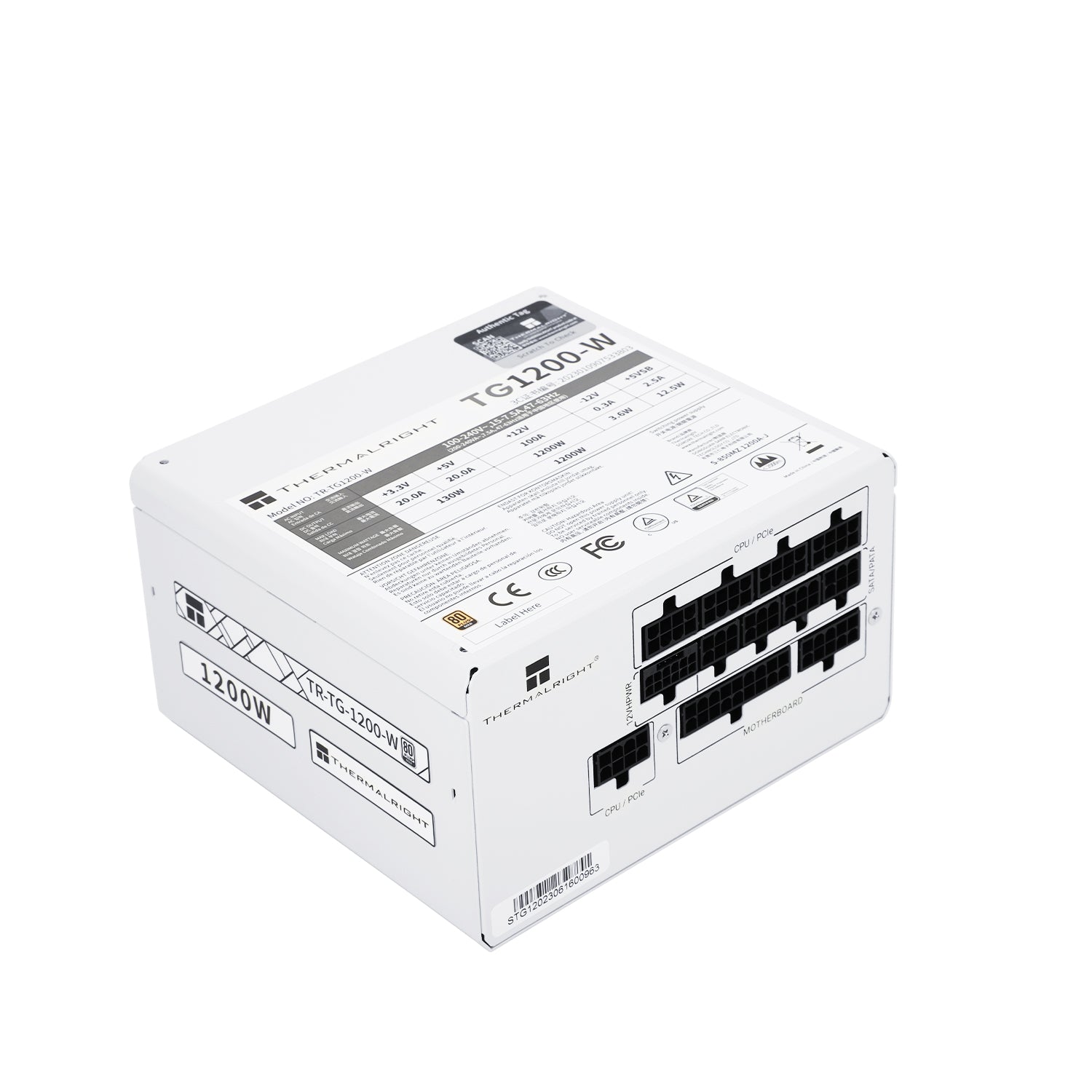 SURSA Thermalright "TR-TG 1200-W", 1200W, certificare 80 Plus Gold, modular, LLC, DC to DC, PCI-E GEN 5.0 ready, fan 120mm, alb, "TR-TG 1200-W"