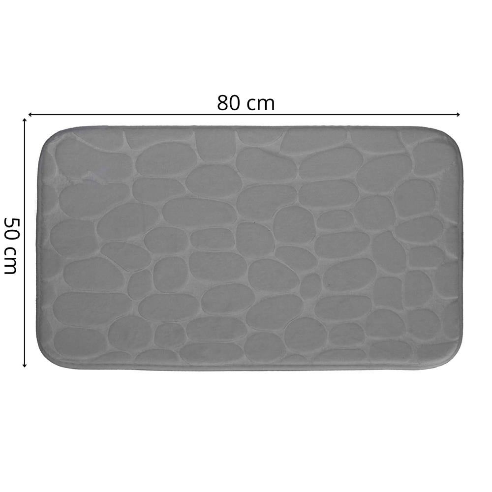Covoras de baie antiderapant cu uscare rapida, 80x50 cm, gri inchis