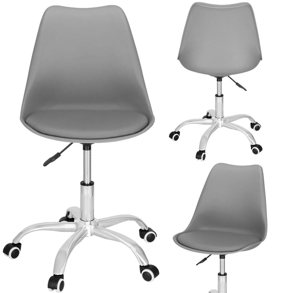 Scaun de birou ergonomic, piele ecologica, 150kg, baza otel, gri
