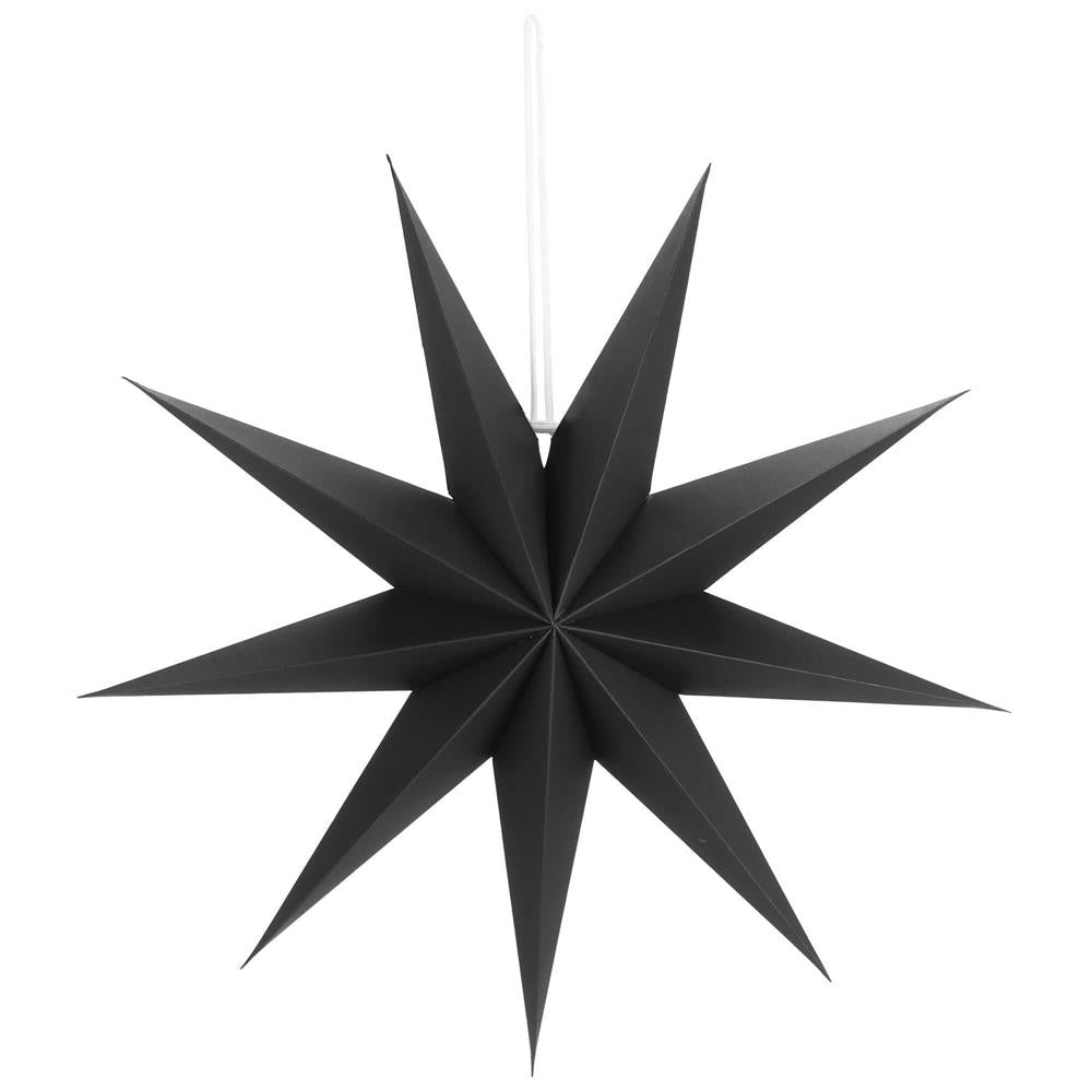 Stea decorativa 3D din hartie, cu 9 colturi, 60cm, neagra