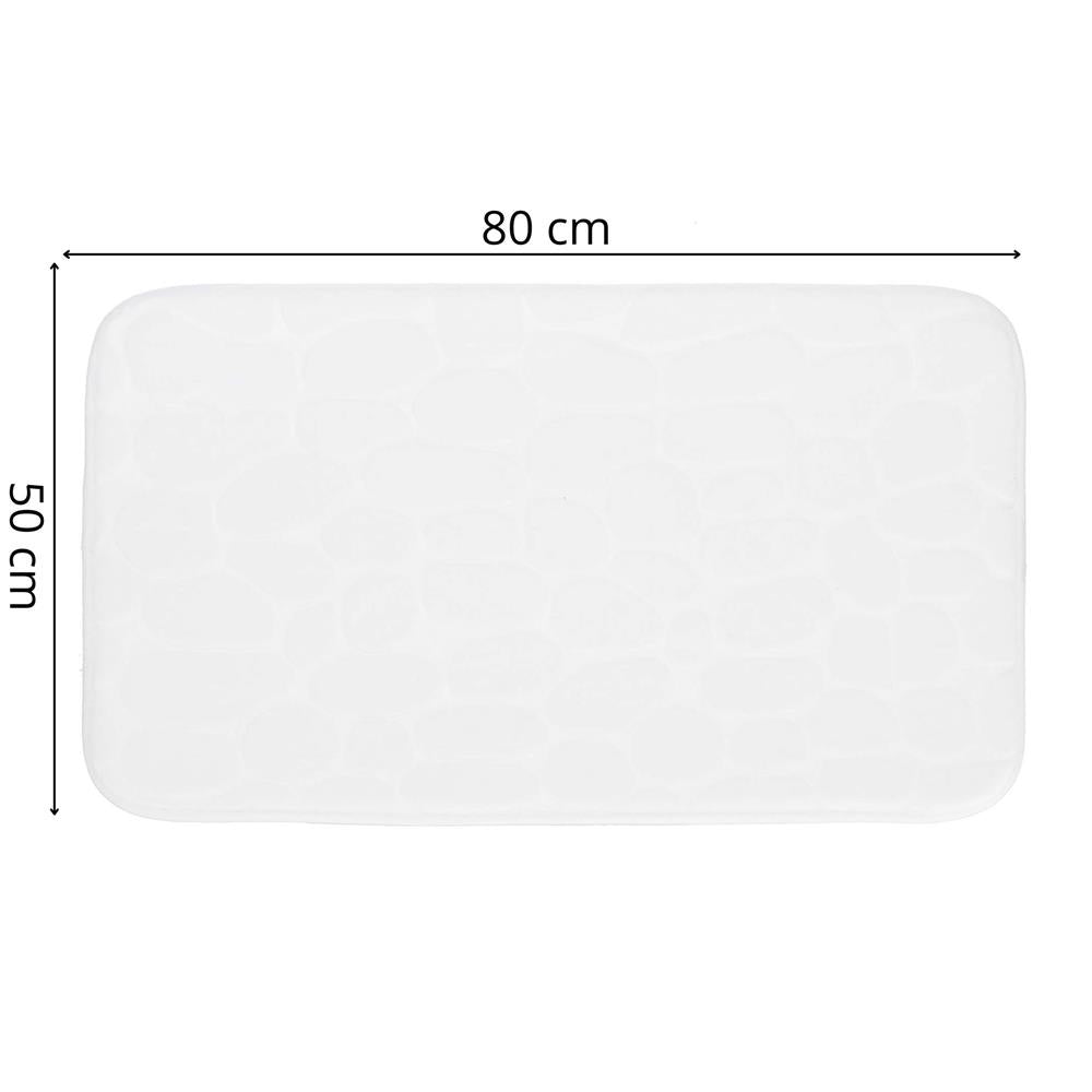 Covoras de baie antiderapant cu uscare rapida, 80x50 cm, alb
